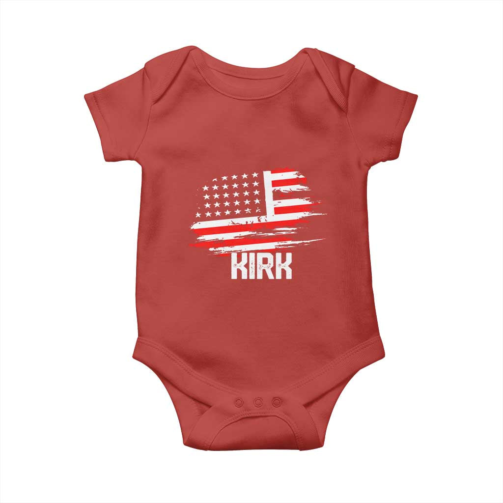 American Flag Kirk Baby Onesie Distressed Patriotic Team Charlie Tribute TS02 Red Print Your Wear