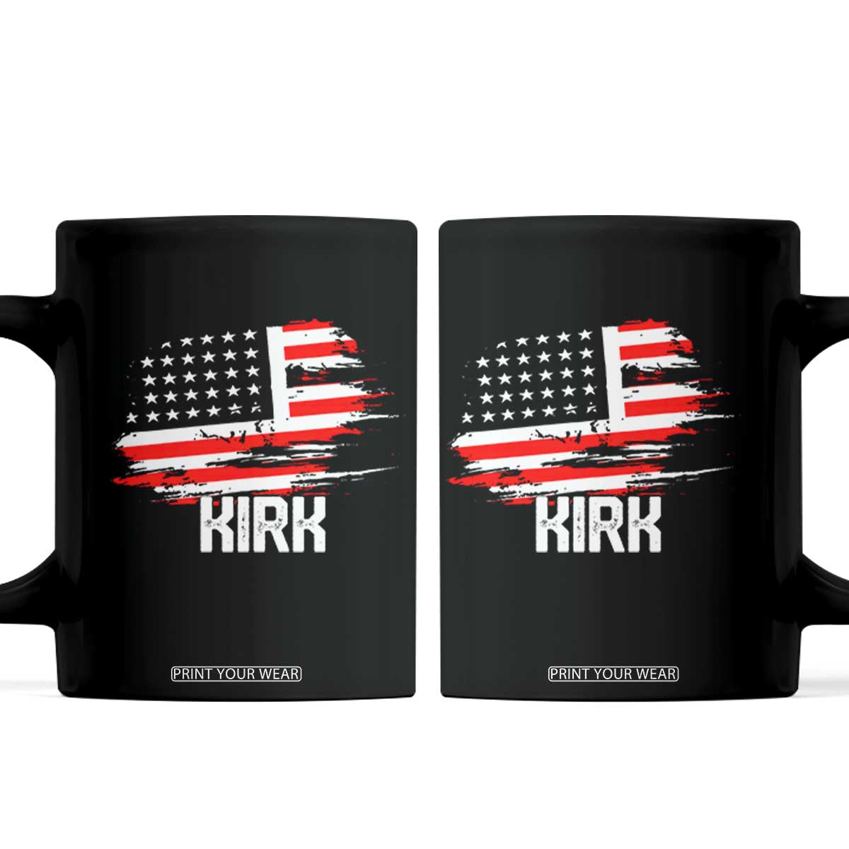 American Flag Kirk Coffee Mug Distressed Patriotic Team Charlie Tribute TS02 Black Print Your Wear