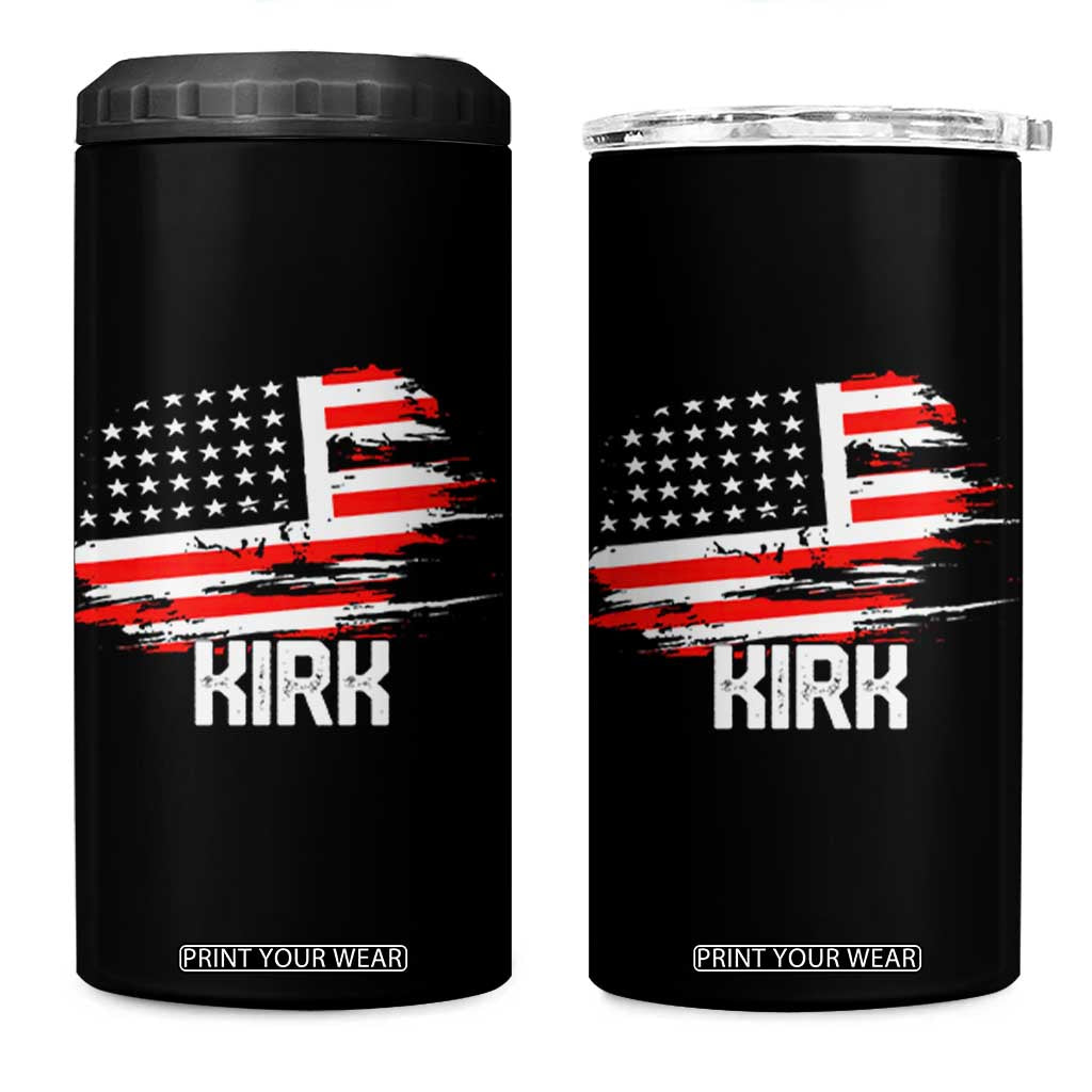 American Flag Kirk 4 in 1 Can Cooler Tumbler Distressed Patriotic Team Charlie Tribute TS02 One Size: 16 oz Black Print Your Wear