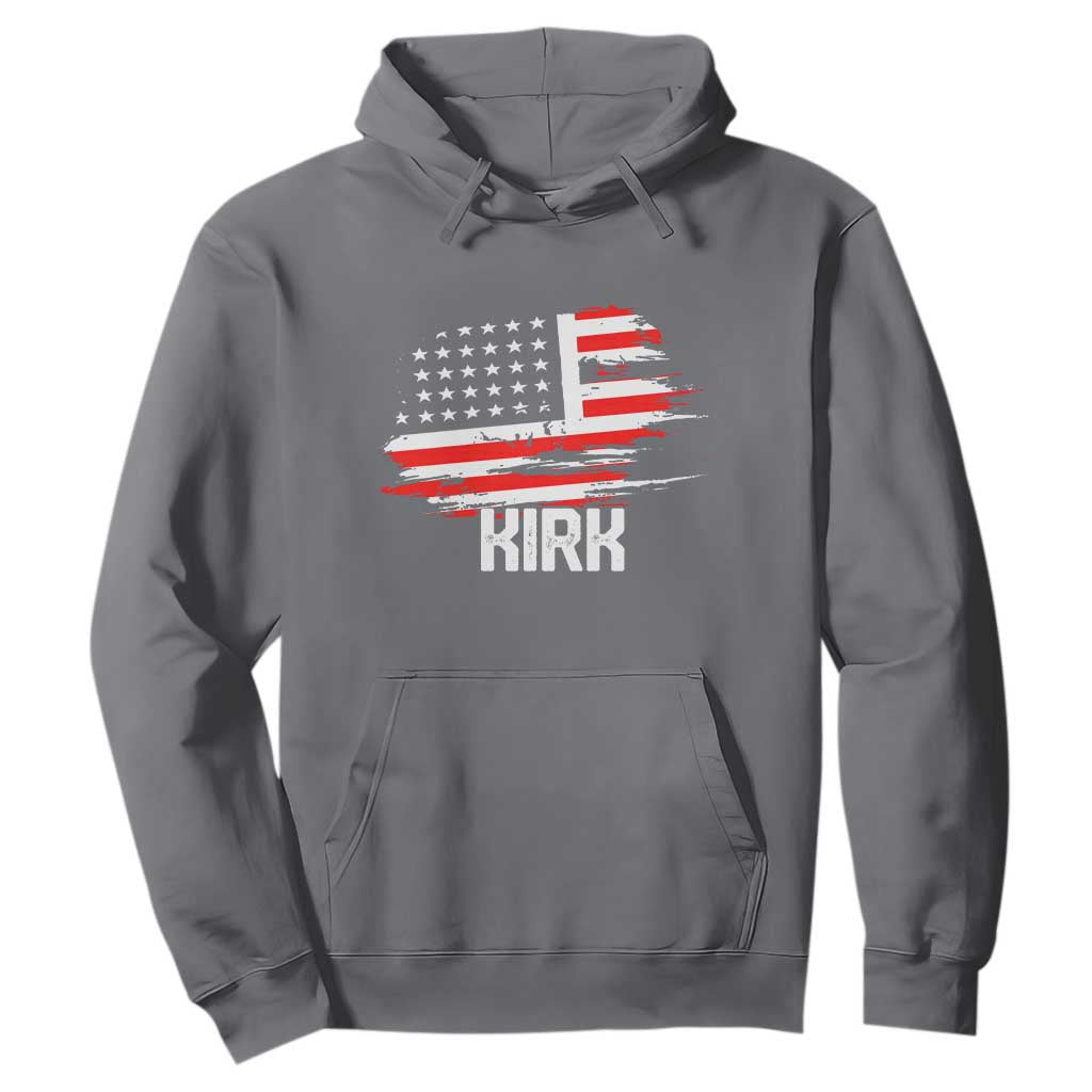 American Flag Kirk Hoodie Distressed Patriotic Team Charlie Tribute TS02 Charcoal Print Your Wear