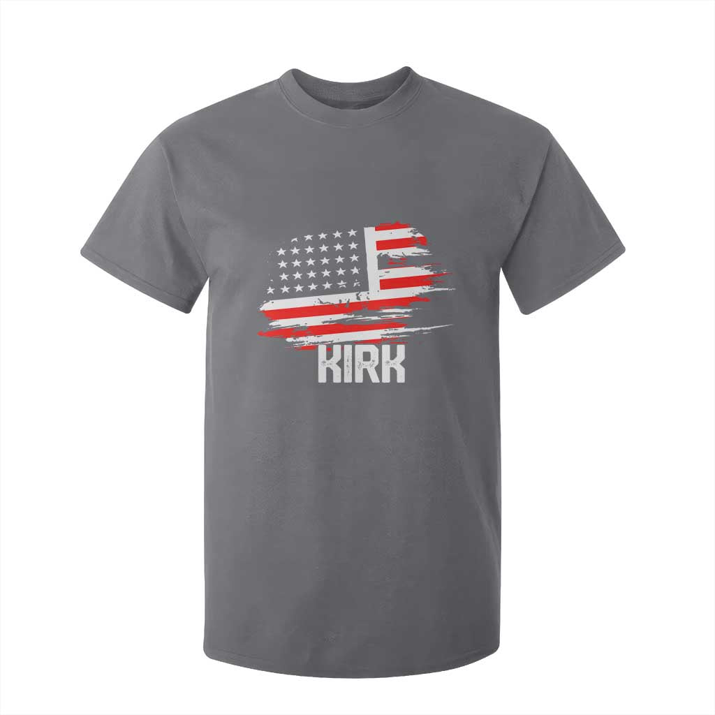 American Flag Kirk T Shirt For Kid Distressed Patriotic Team Charlie Tribute TS02 Charcoal Print Your Wear