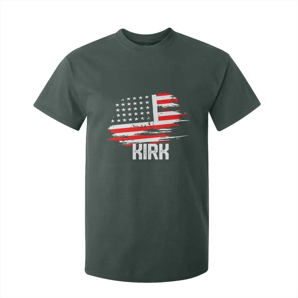 American Flag Kirk T Shirt For Kid Distressed Patriotic Team Charlie Tribute TS02 Dark Forest Green Print Your Wear