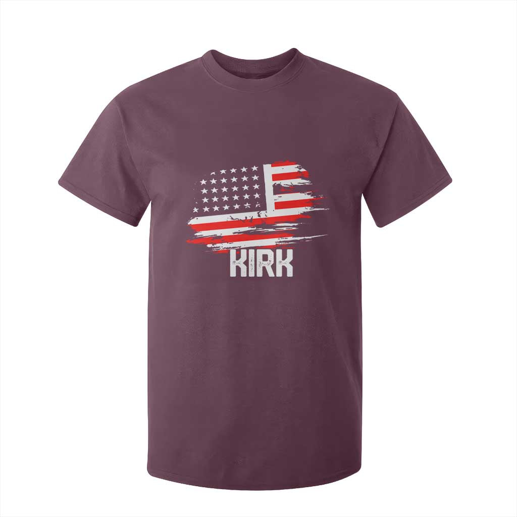 American Flag Kirk T Shirt For Kid Distressed Patriotic Team Charlie Tribute TS02 Maroon Print Your Wear