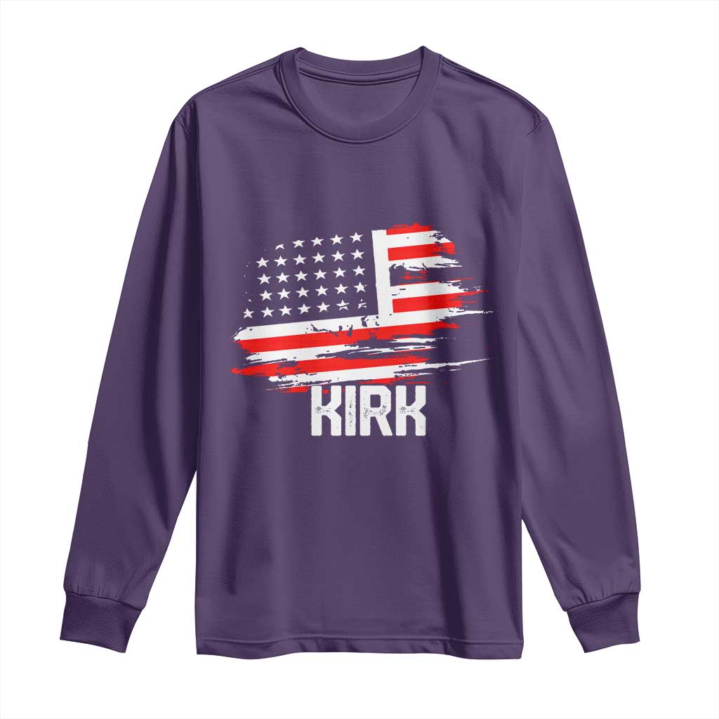 American Flag Kirk Long Sleeve Shirt Distressed Patriotic Team Charlie Tribute TS02 Purple Print Your Wear