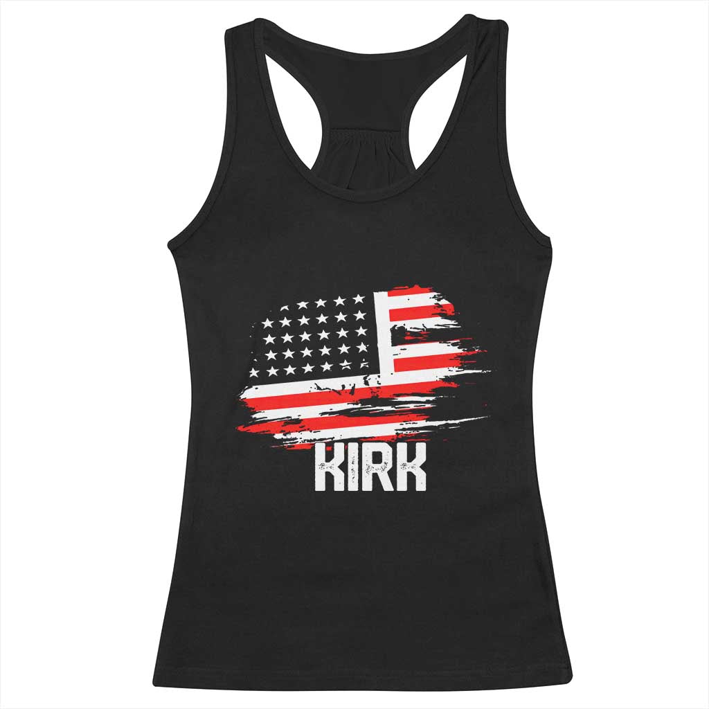 American Flag Kirk Racerback Tank Top Distressed Patriotic Team Charlie Tribute TS02 Black Print Your Wear
