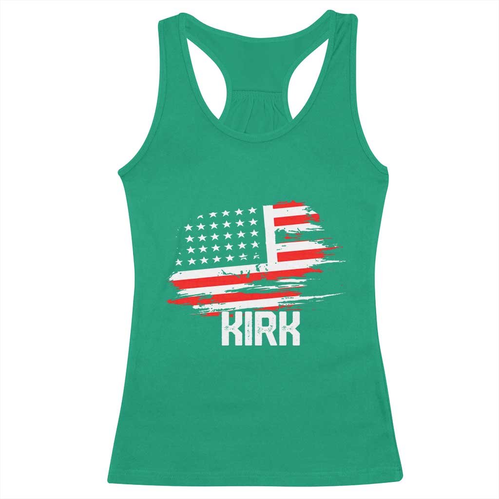 American Flag Kirk Racerback Tank Top Distressed Patriotic Team Charlie Tribute TS02 Irish Green Print Your Wear