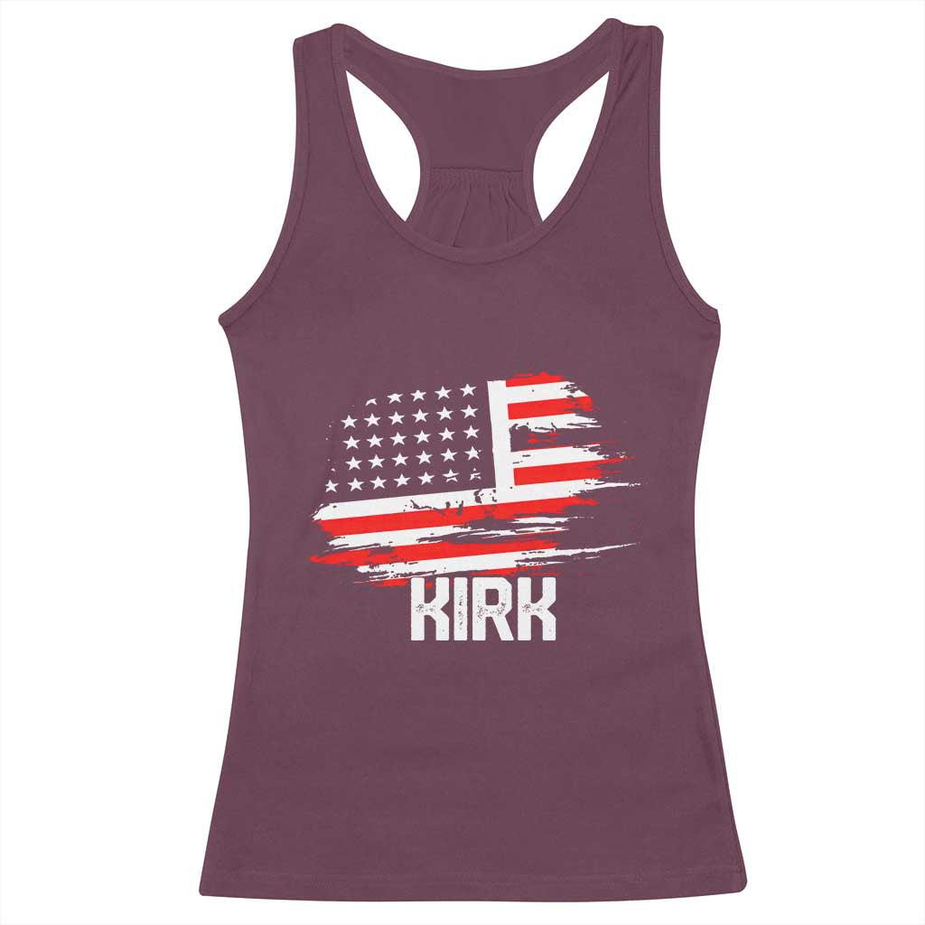 American Flag Kirk Racerback Tank Top Distressed Patriotic Team Charlie Tribute TS02 Maroon Print Your Wear