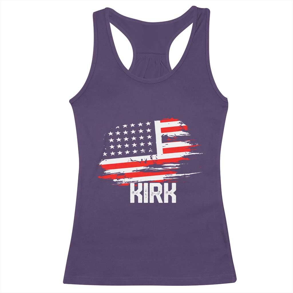 American Flag Kirk Racerback Tank Top Distressed Patriotic Team Charlie Tribute TS02 Purple Print Your Wear