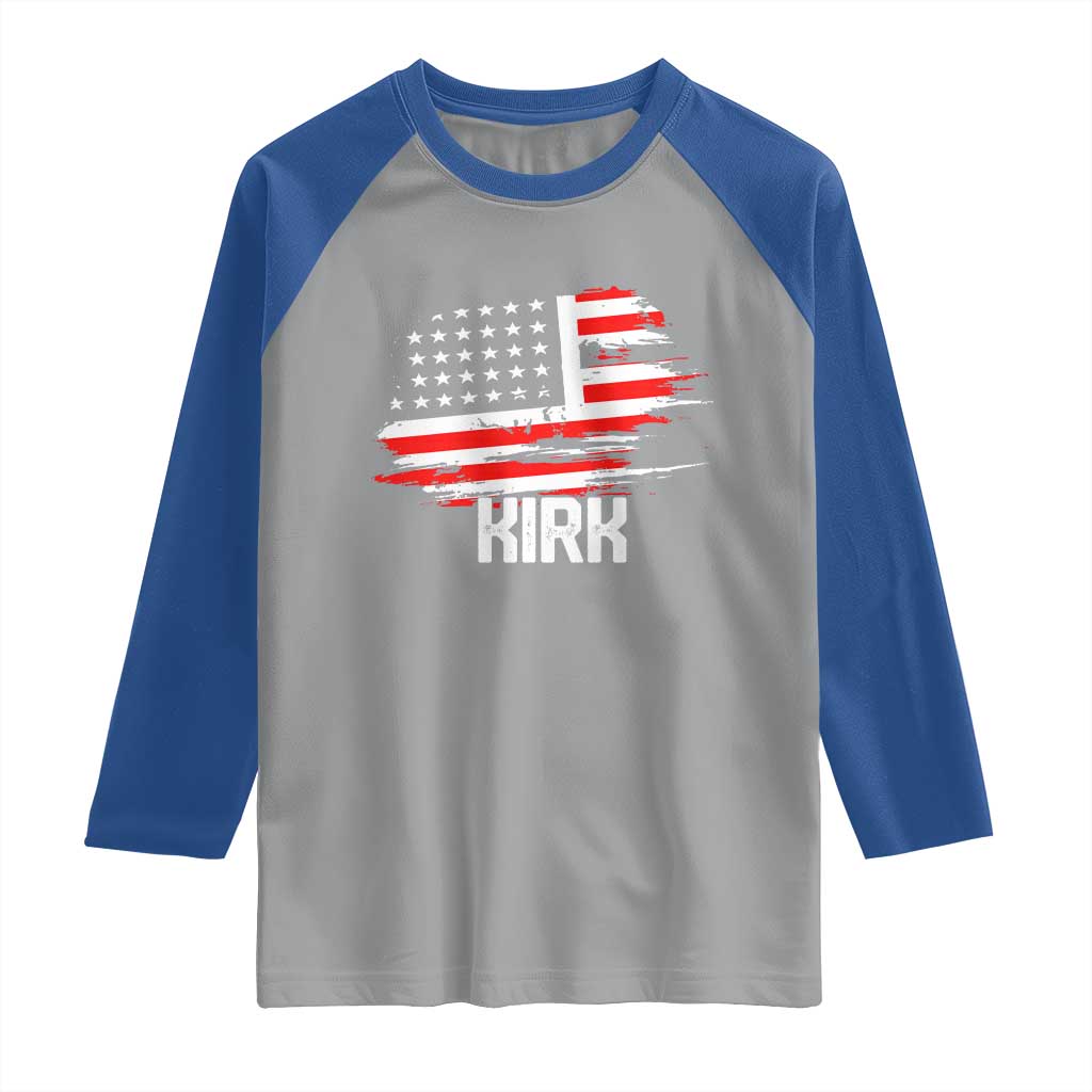 American Flag Kirk Raglan Shirt Distressed Patriotic Team Charlie Tribute TS02 Sport Gray Royal Print Your Wear
