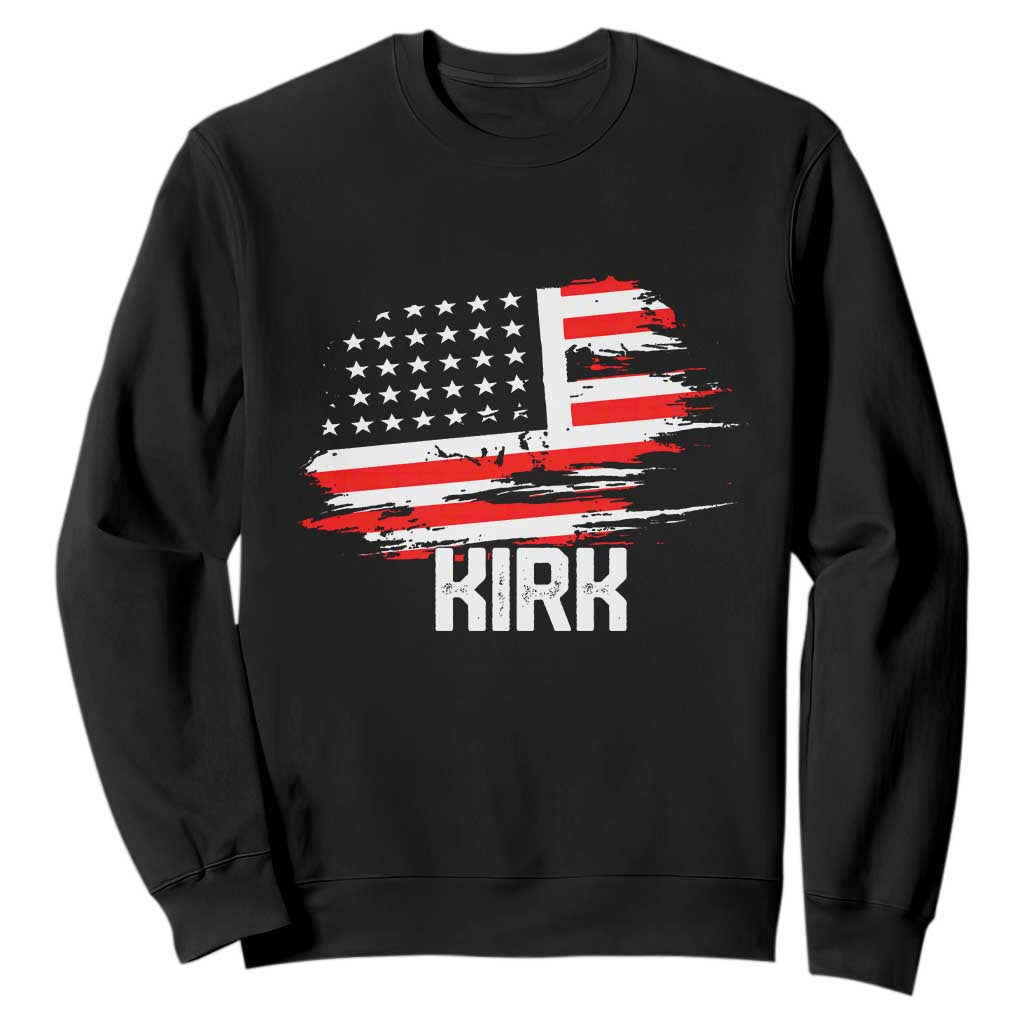 American Flag Kirk Sweatshirt Distressed Patriotic Team Charlie Tribute TS02 Black Print Your Wear