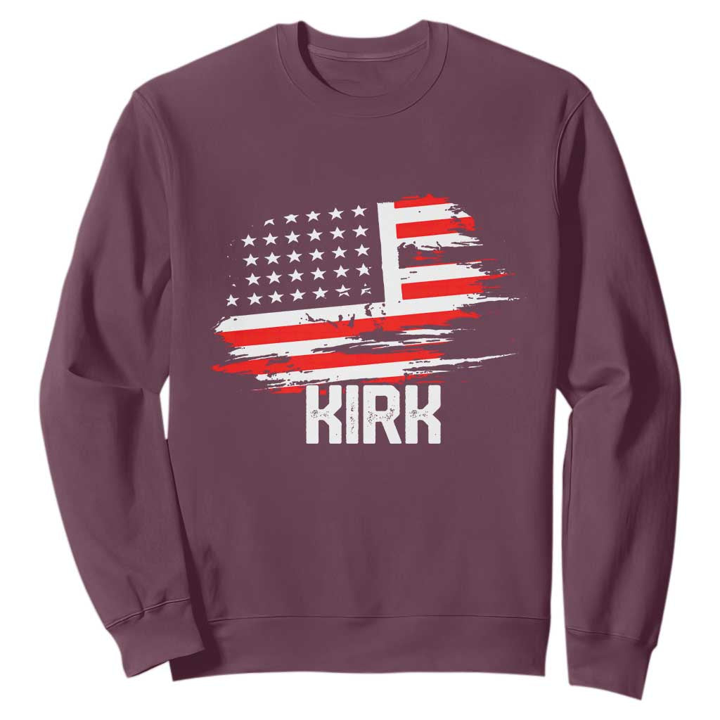 American Flag Kirk Sweatshirt Distressed Patriotic Team Charlie Tribute TS02 Maroon Print Your Wear