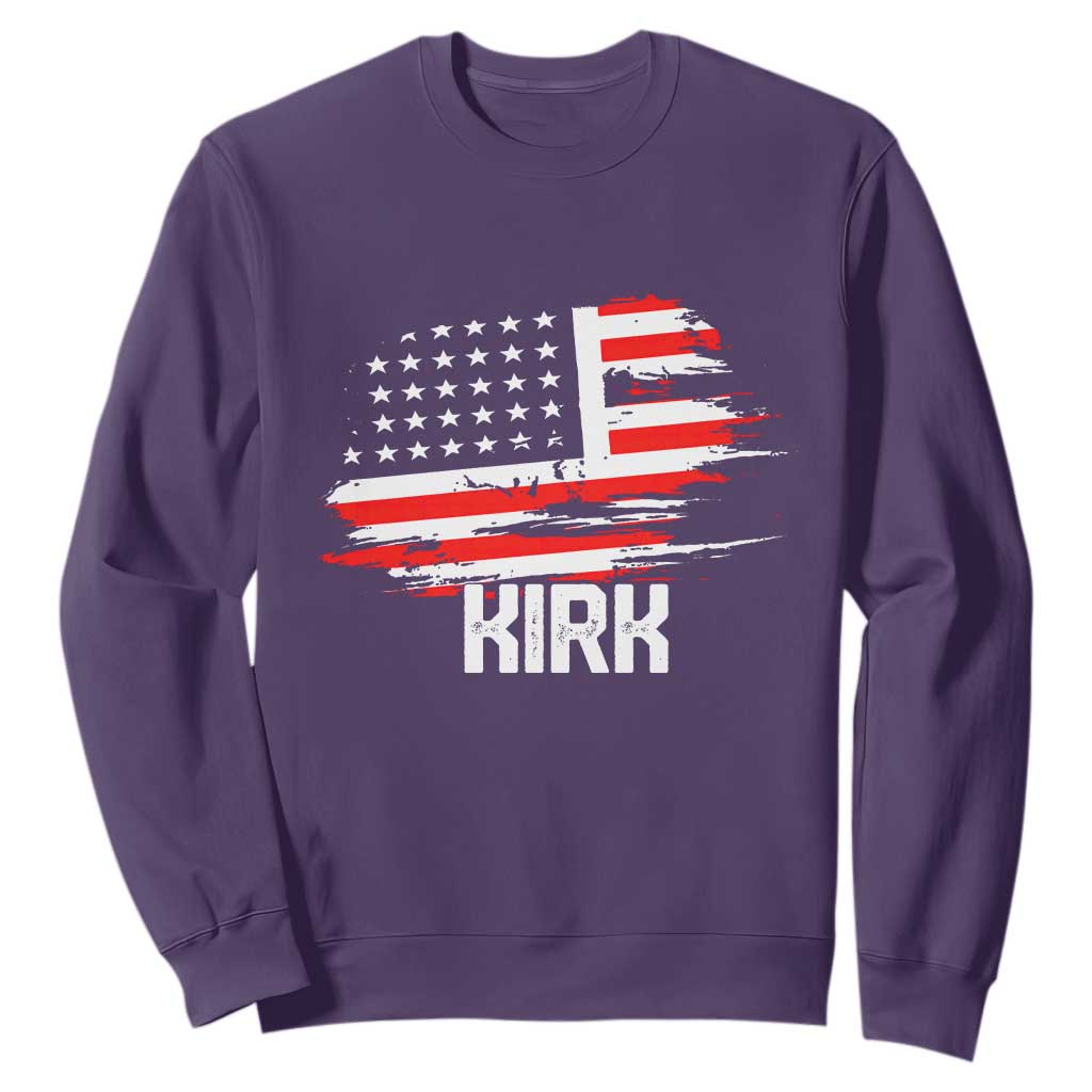American Flag Kirk Sweatshirt Distressed Patriotic Team Charlie Tribute TS02 Purple Print Your Wear