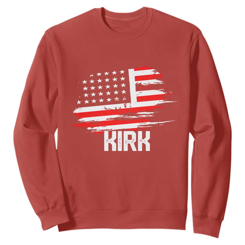American Flag Kirk Sweatshirt Distressed Patriotic Team Charlie Tribute TS02 Red Print Your Wear