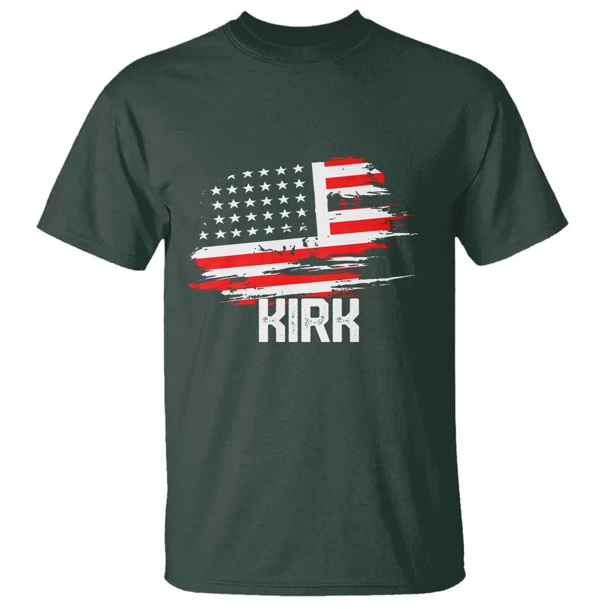 American Flag Kirk T Shirt Distressed Patriotic Team Charlie Tribute TS02 Dark Forest Green Print Your Wear