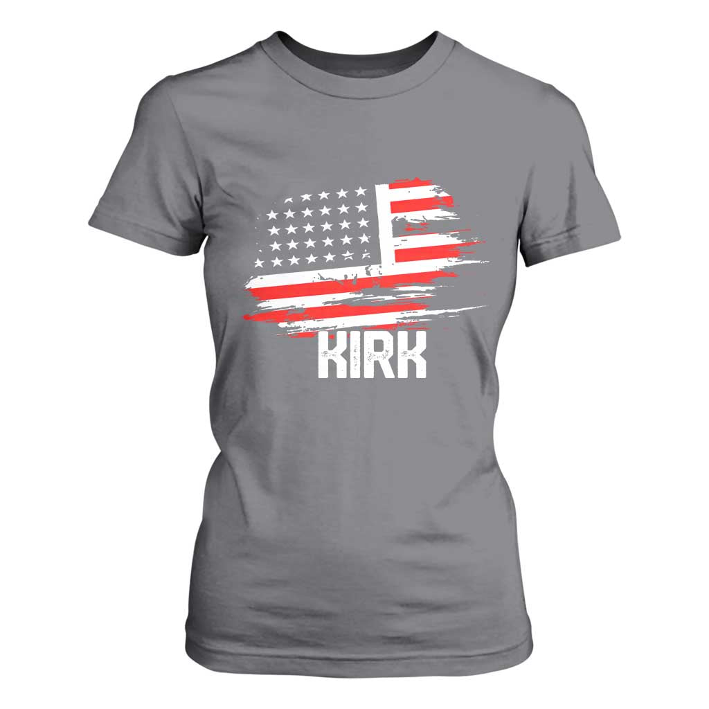 American Flag Kirk T Shirt For Women Distressed Patriotic Team Charlie Tribute TS02 Charcoal Print Your Wear