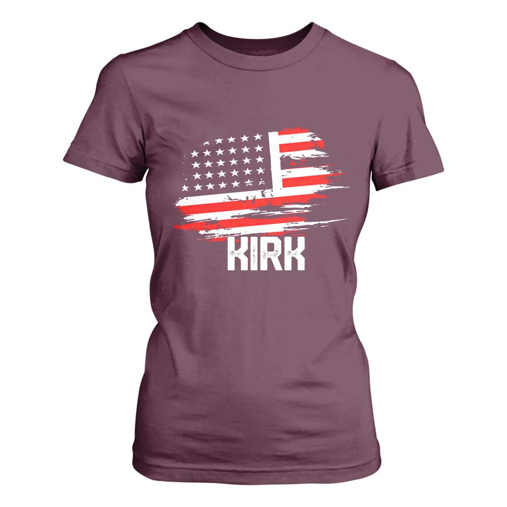 American Flag Kirk T Shirt For Women Distressed Patriotic Team Charlie Tribute TS02 Maroon Print Your Wear
