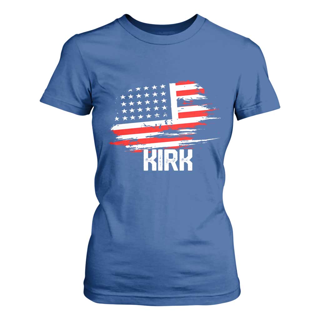 American Flag Kirk T Shirt For Women Distressed Patriotic Team Charlie Tribute TS02 Royal Blue Print Your Wear