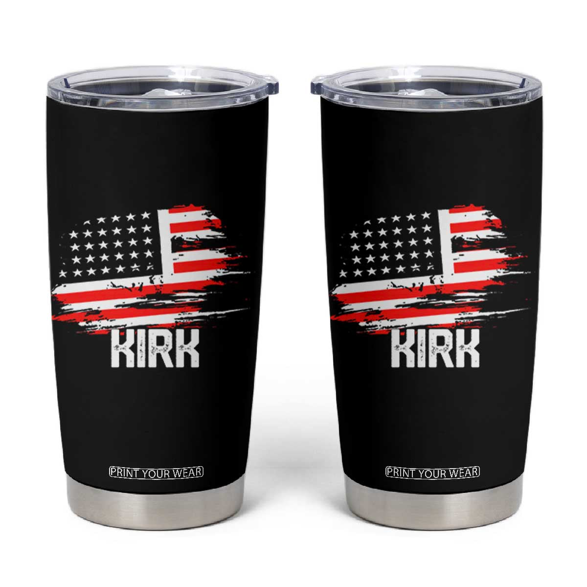 American Flag Kirk Tumbler Cup Distressed Patriotic Team Charlie Tribute TS02 Black Print Your Wear