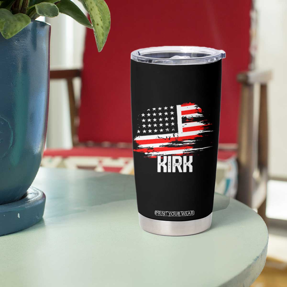 American Flag Kirk Tumbler Cup Distressed Patriotic Team Charlie Tribute TS02 Print Your Wear