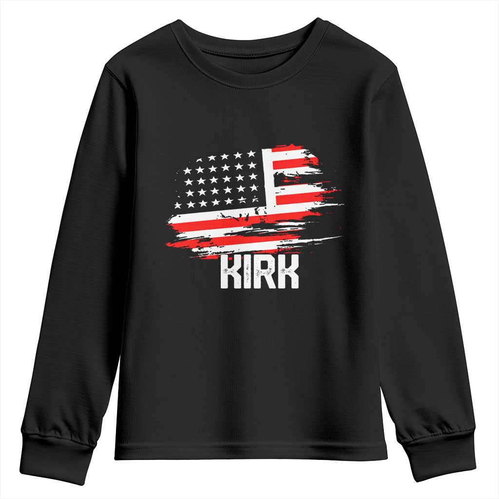 American Flag Kirk Youth Sweatshirt Distressed Patriotic Team Charlie Tribute TS02 Black Print Your Wear
