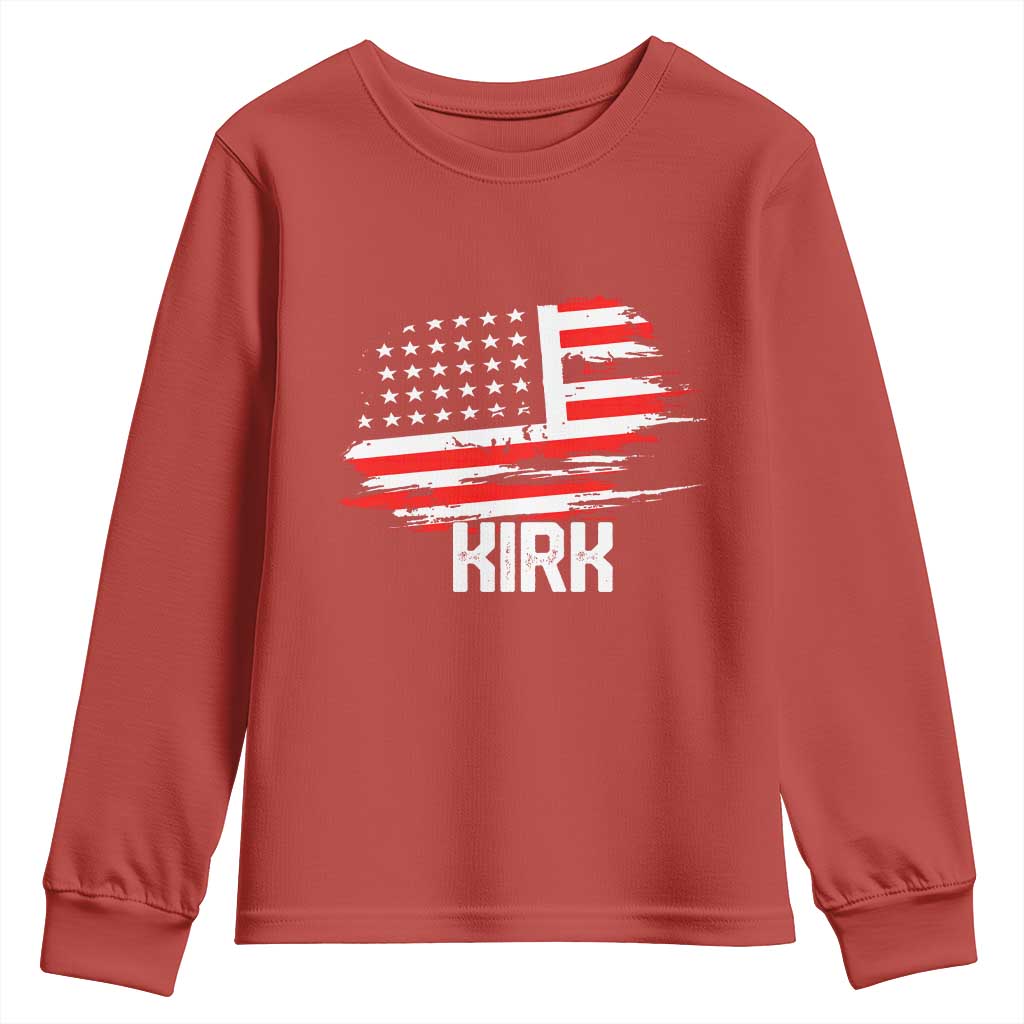 American Flag Kirk Youth Sweatshirt Distressed Patriotic Team Charlie Tribute TS02 Red Print Your Wear