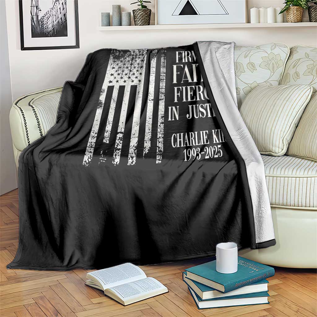 Charlie Kirk Patriotic Memorial Throw Blanket Firm in Faith Fierce in Justice American Flag TS02 Print Your Wear