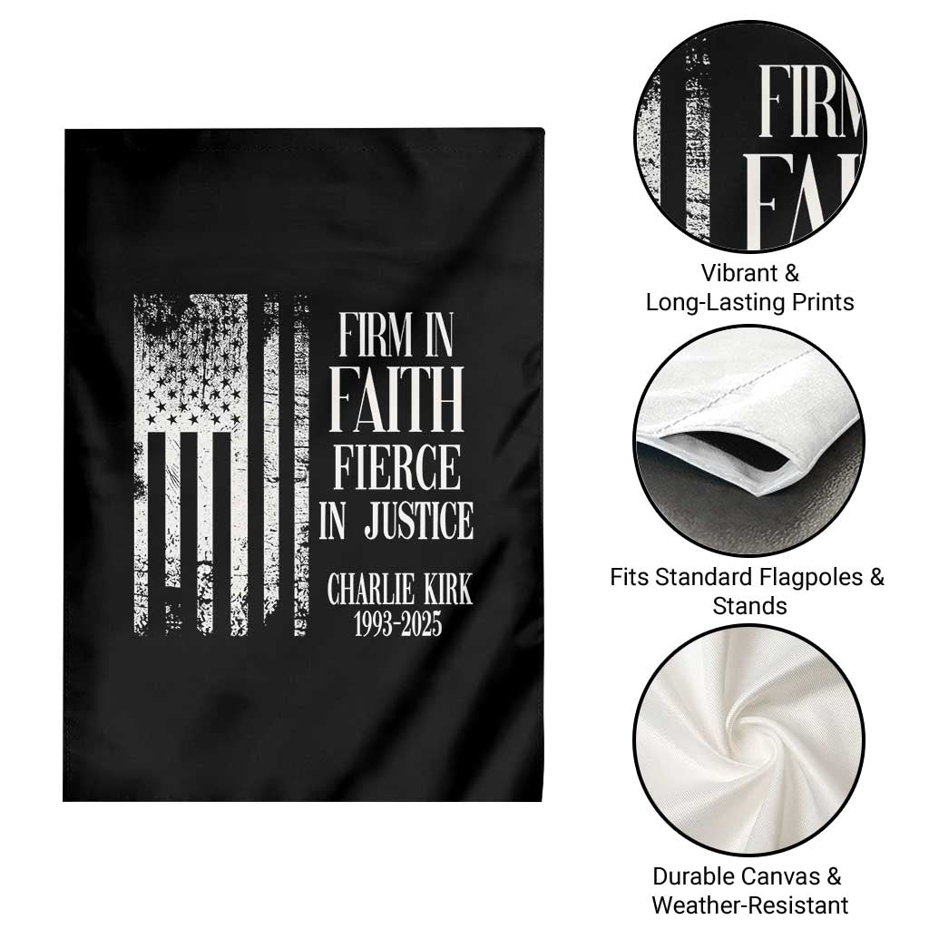 Charlie Kirk Patriotic Memorial Garden Flag Firm in Faith Fierce in Justice American Flag TS02 Print Your Wear