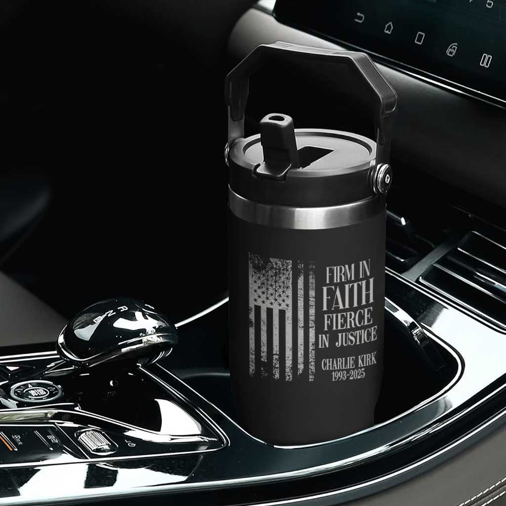 Charlie Kirk Patriotic Memorial Flip Straw Tumbler Firm in Faith Fierce in Justice American Flag TS02 Print Your Wear