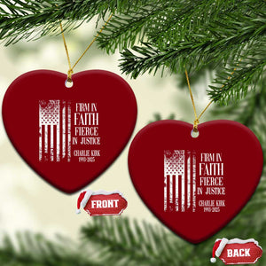 Charlie Kirk Patriotic Memorial Ceramic Ornament Firm in Faith Fierce in Justice American Flag TS02 Print Your Wear