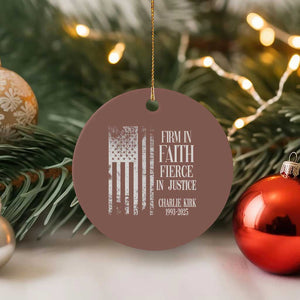 Charlie Kirk Patriotic Memorial Ceramic Ornament Firm in Faith Fierce in Justice American Flag TS02 1pc Mocha Print Your Wear