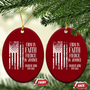 Charlie Kirk Patriotic Memorial Ceramic Ornament Firm in Faith Fierce in Justice American Flag TS02 Print Your Wear