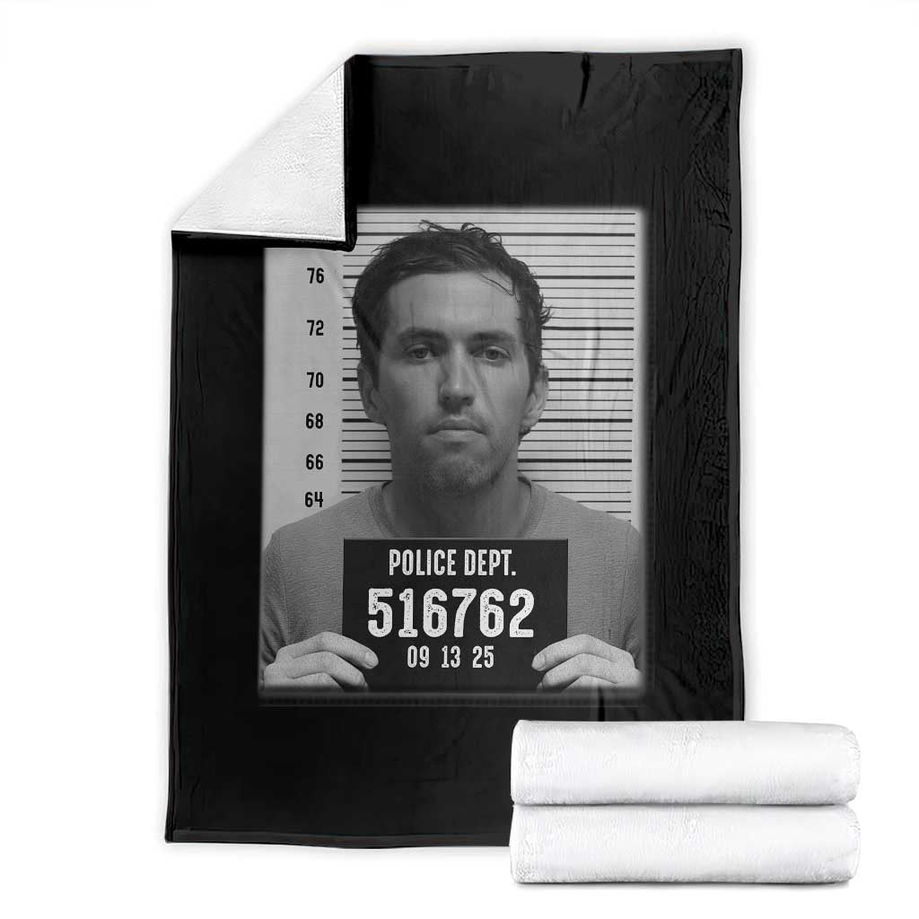 Tyler Robinson Mugshot Throw Blanket Justice For Charlie Kirk TS02 Black Print Your Wear