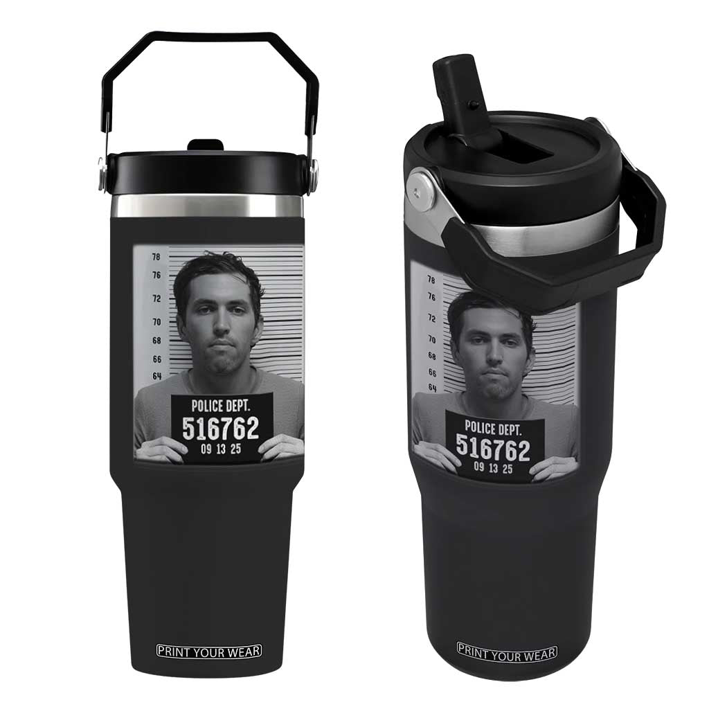 Tyler Robinson Mugshot Flip Straw Tumbler Justice For Charlie Kirk TS02 One Size: 30 oz Black Print Your Wear
