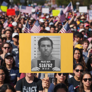Tyler Robinson Mugshot Protest Sign Justice For Charlie Kirk TS02 Horizontal 18" × 24" Yellow Print Your Wear