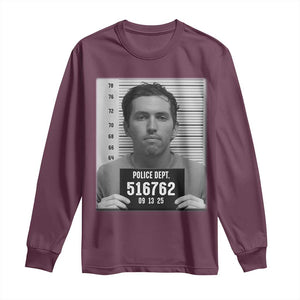 Tyler Robinson Mugshot Long Sleeve Shirt Justice For Charlie Kirk TS02 Maroon Print Your Wear