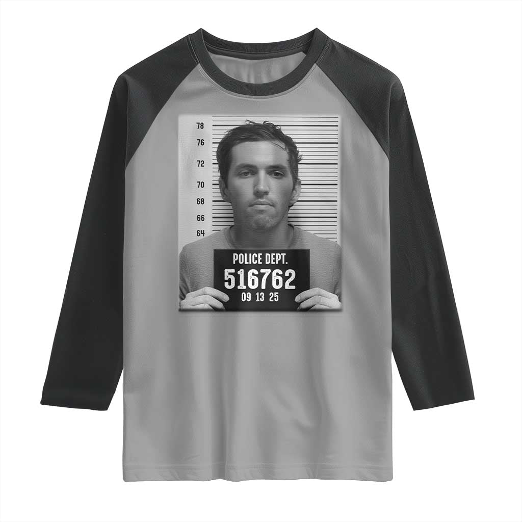 Tyler Robinson Mugshot Raglan Shirt Justice For Charlie Kirk TS02 Sport Gray Black Print Your Wear