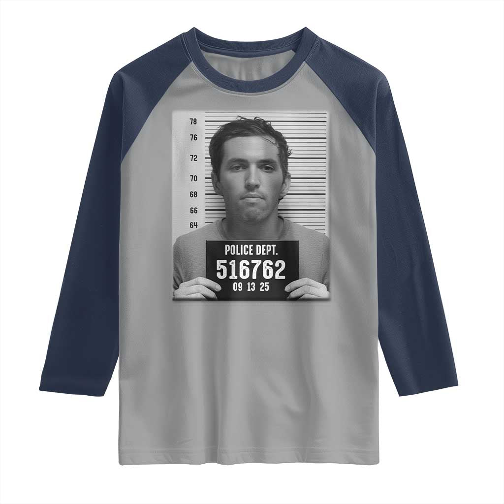 Tyler Robinson Mugshot Raglan Shirt Justice For Charlie Kirk TS02 Sport Gray Navy Print Your Wear
