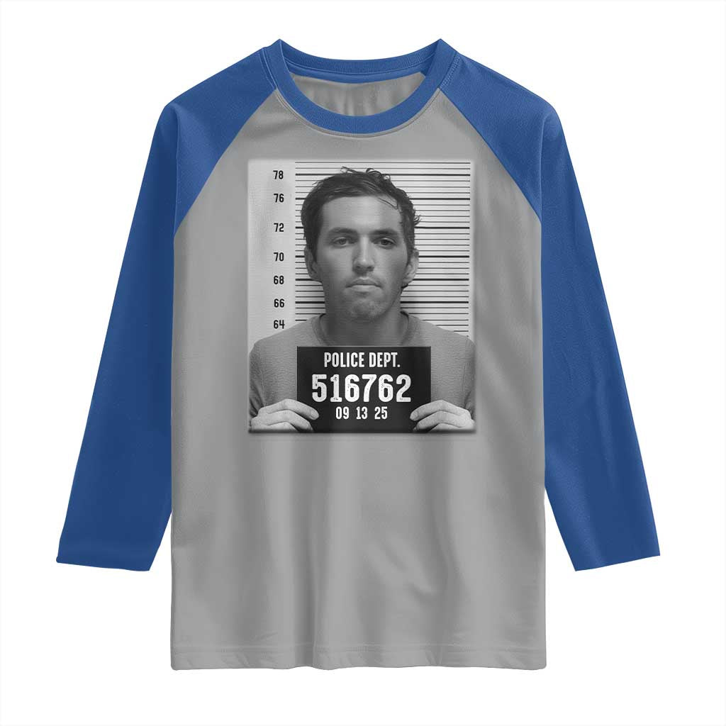 Tyler Robinson Mugshot Raglan Shirt Justice For Charlie Kirk TS02 Sport Gray Royal Print Your Wear