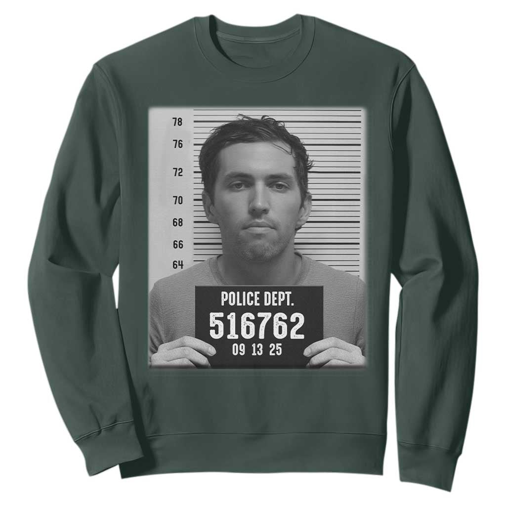 Tyler Robinson Mugshot Sweatshirt Justice For Charlie Kirk TS02 Dark Forest Green Print Your Wear