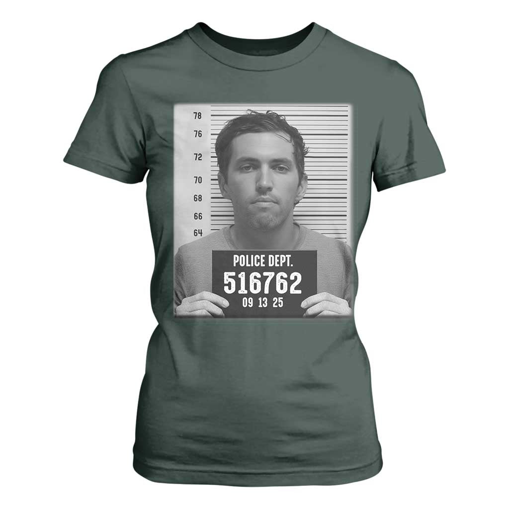 Tyler Robinson Mugshot T Shirt For Women Justice For Charlie Kirk TS02 Dark Forest Green Print Your Wear