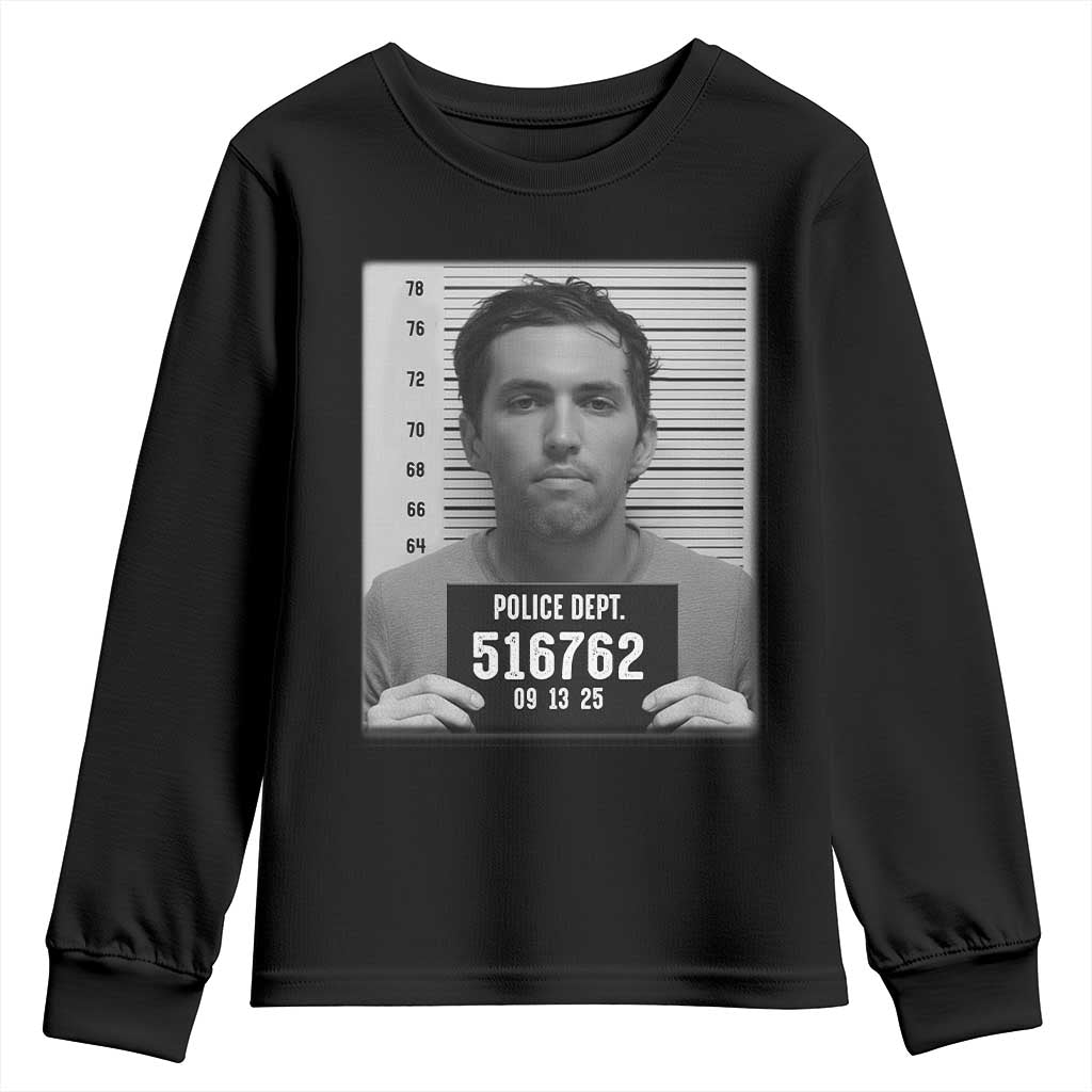Tyler Robinson Mugshot Youth Sweatshirt Justice For Charlie Kirk TS02 Black Print Your Wear