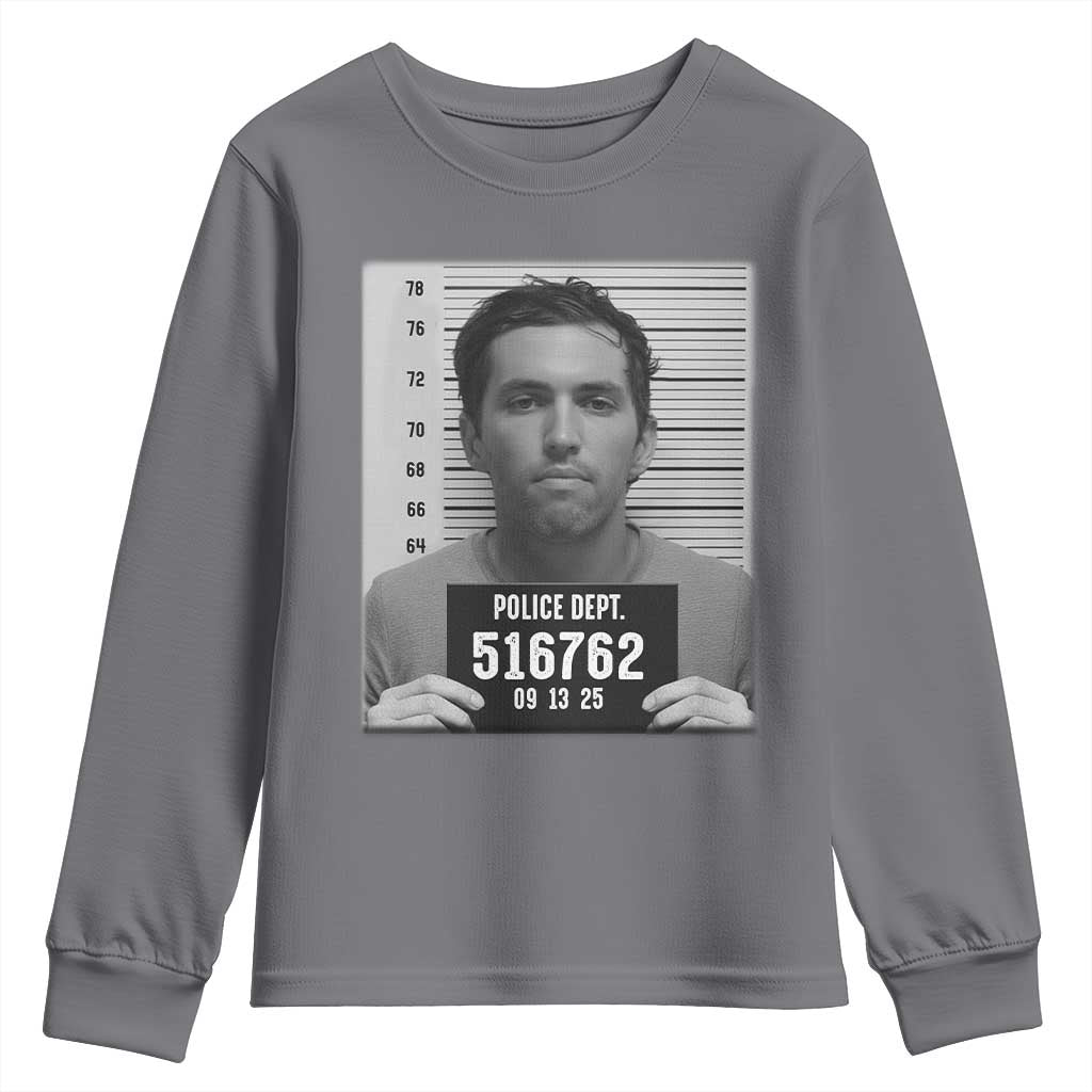 Tyler Robinson Mugshot Youth Sweatshirt Justice For Charlie Kirk TS02 Charcoal Print Your Wear