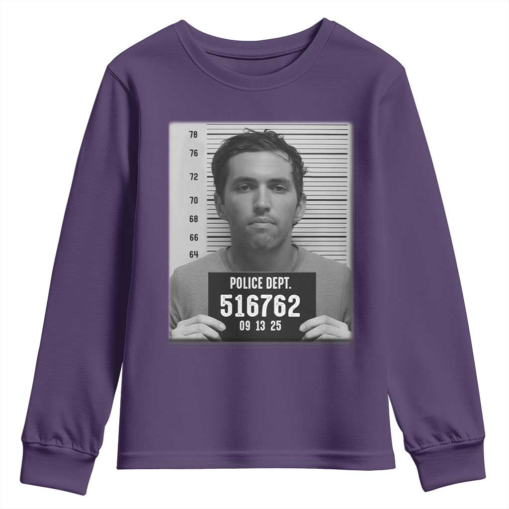 Tyler Robinson Mugshot Youth Sweatshirt Justice For Charlie Kirk TS02 Purple Print Your Wear