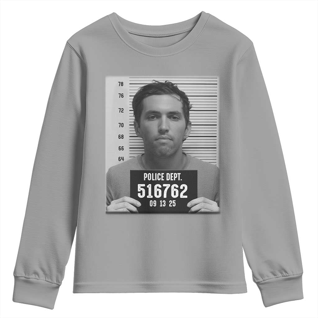 Tyler Robinson Mugshot Youth Sweatshirt Justice For Charlie Kirk TS02 Sport Gray Print Your Wear