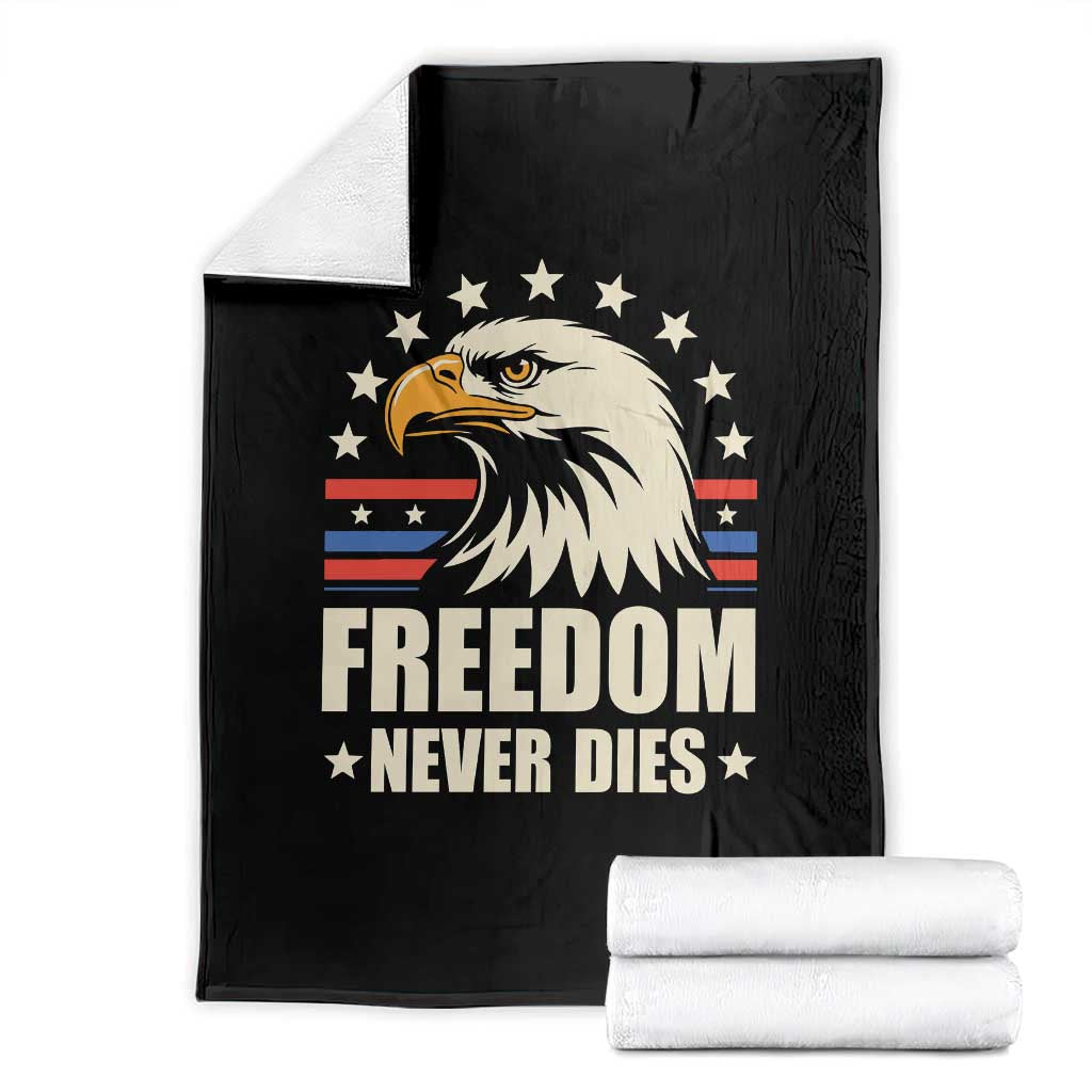 Freedom Never Dies Throw Blanket Bold Patriotic Eagle Graphic for True American Patriots TS02 Black Print Your Wear