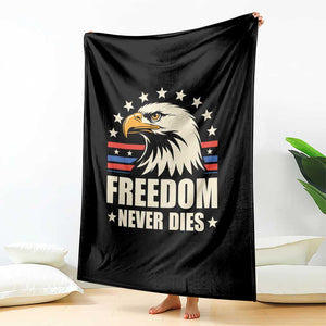Freedom Never Dies Throw Blanket Bold Patriotic Eagle Graphic for True American Patriots TS02 Print Your Wear