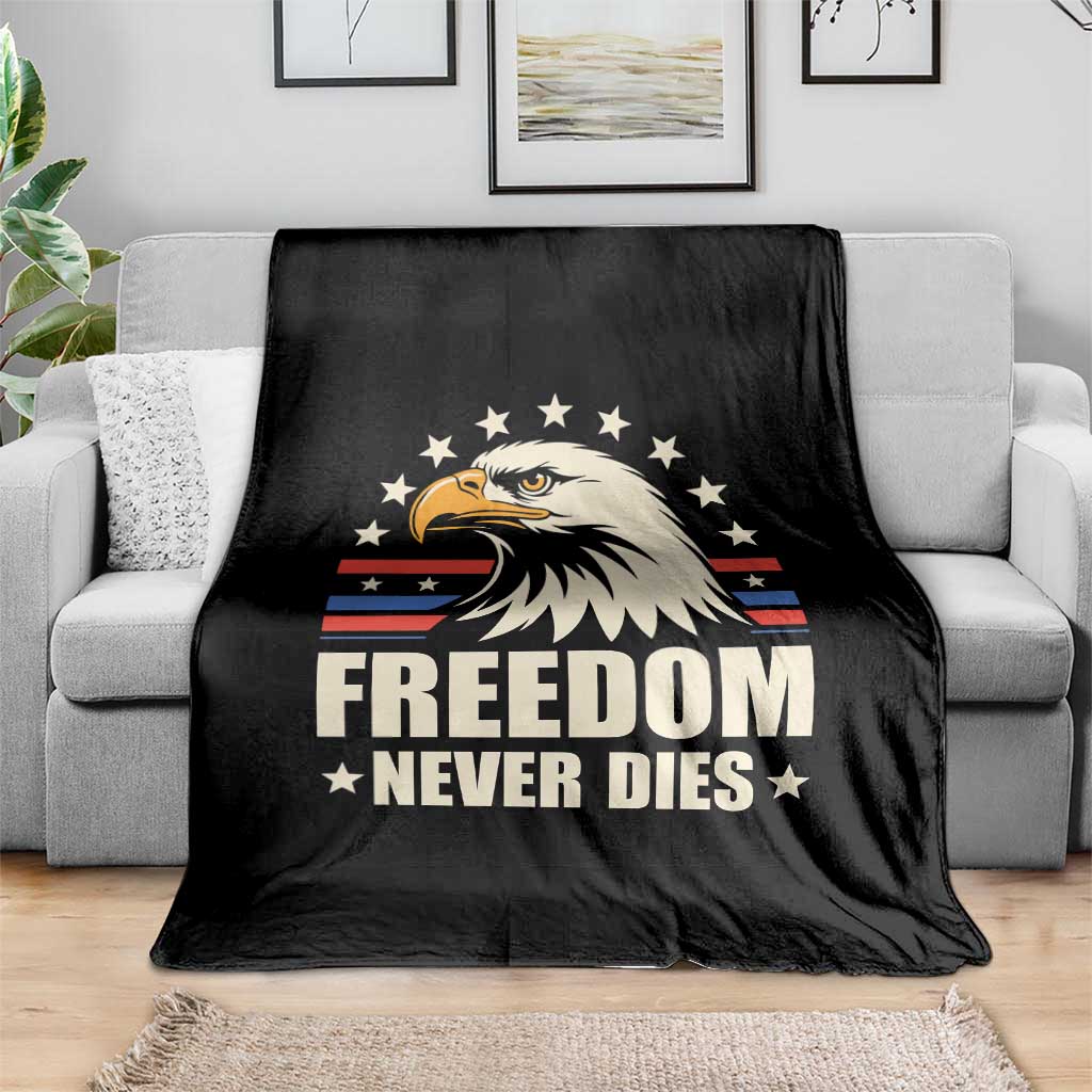 Freedom Never Dies Throw Blanket Bold Patriotic Eagle Graphic for True American Patriots TS02 Print Your Wear
