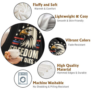 Freedom Never Dies Throw Blanket Bold Patriotic Eagle Graphic for True American Patriots TS02 Print Your Wear