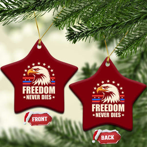 Freedom Never Dies Ceramic Ornament Bold Patriotic Eagle Graphic for True American Patriots TS02 Print Your Wear
