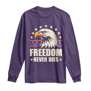 Freedom Never Dies Long Sleeve Shirt Bold Patriotic Eagle Graphic for True American Patriots TS02 Purple Print Your Wear